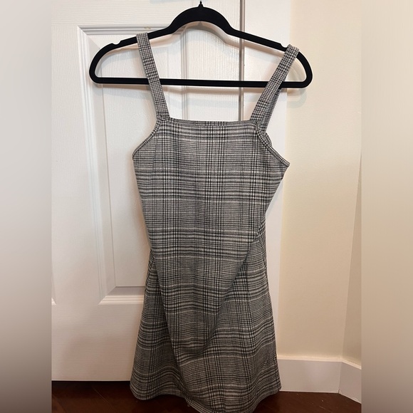 Grey Plaid Square Neck Tank Mini Dress, size small - Picture 3 of 5